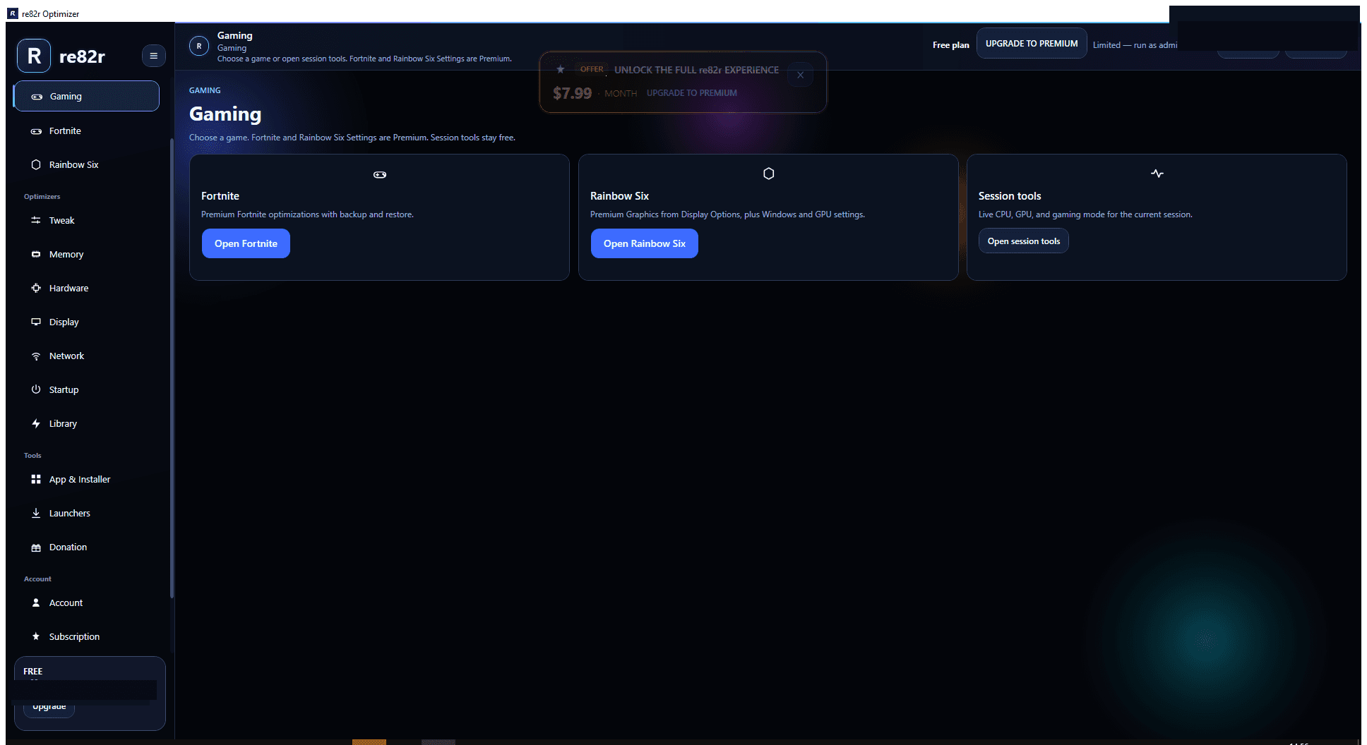 Gaming hub in re82r Optimizer